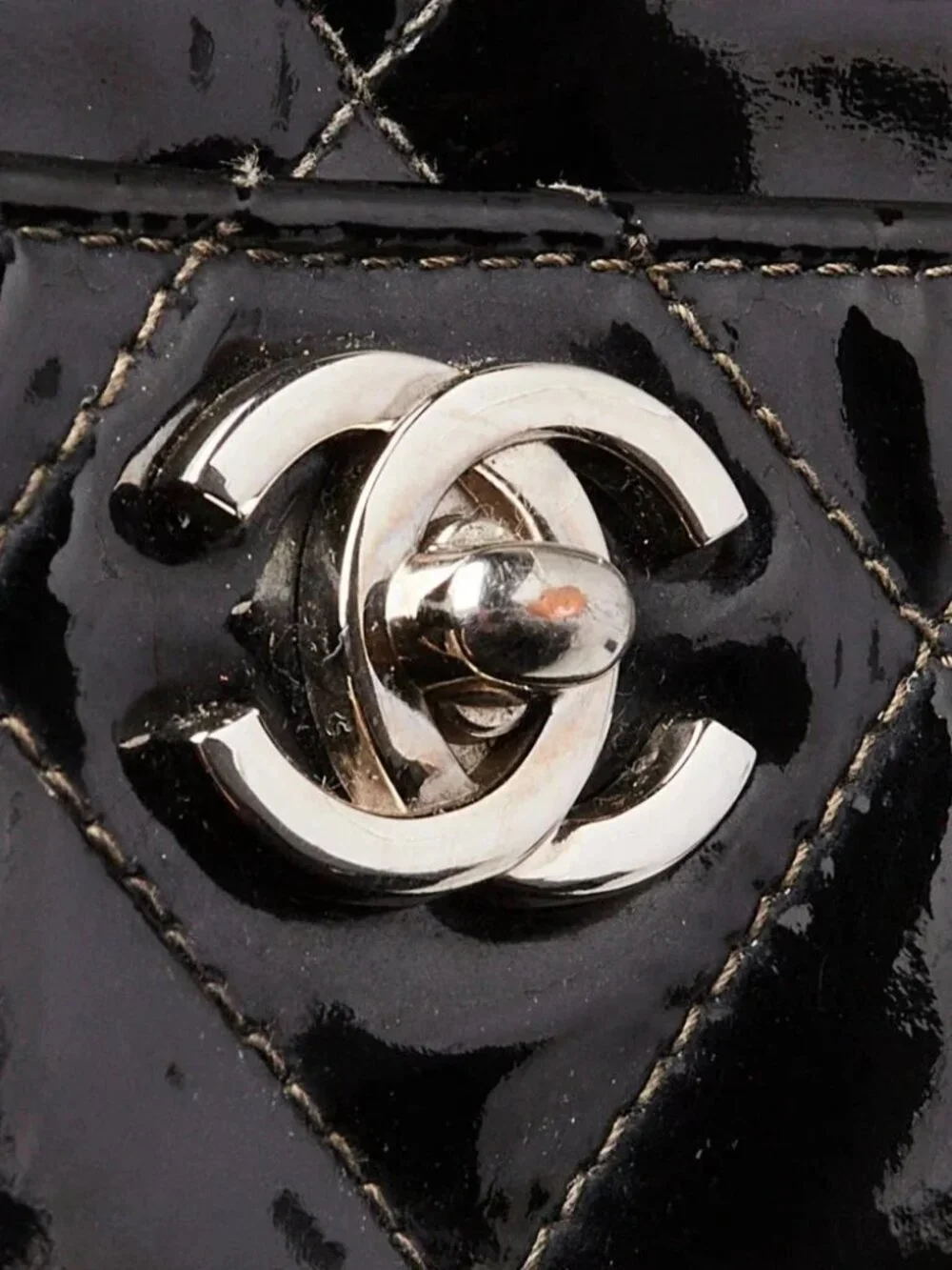 Chanel Black Quilted Patent Leather Backpack Bag